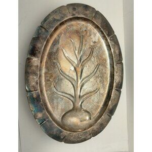 Vintage Silverplate Serving Platter Turkey Meat Tray Oval Footed Classic